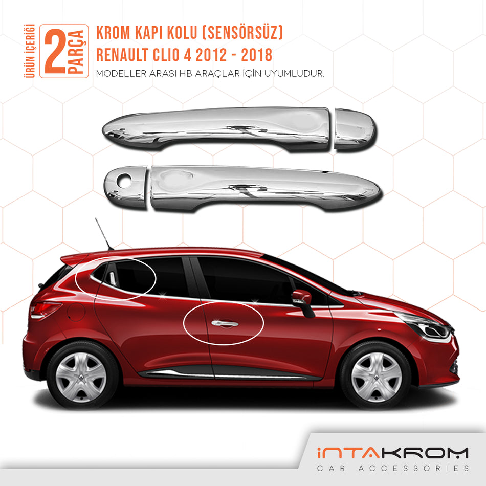 Renault Clio 4 Krom Ön Kapı Kolu 2 Parça 2012 ve Üzeri Sensörsüz