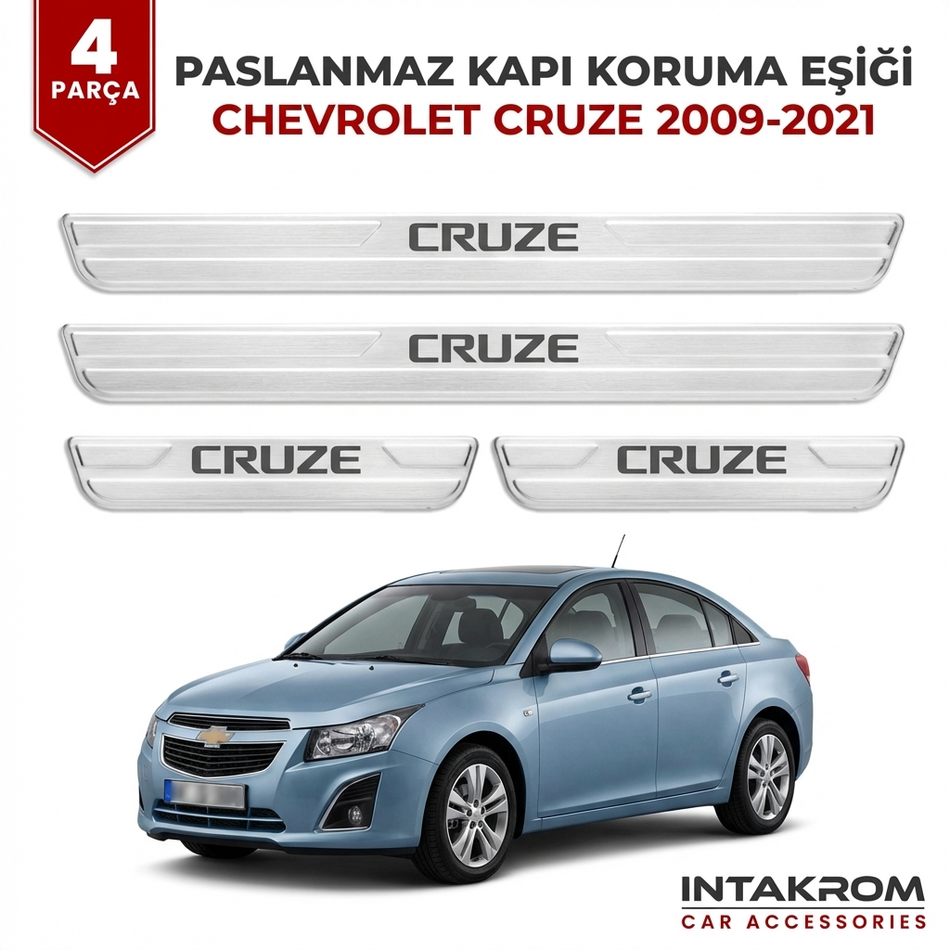 Chevrolet Cruze 2009-2021 Uyumlu Krom Kapı Koruma Eşiği 4 Parça
