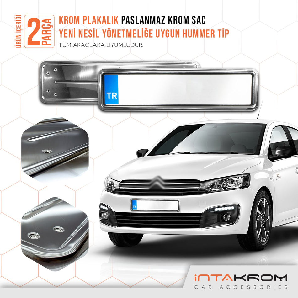 Citroen C-Elysee Krom Plakalık - Hummer Tip 2 Adet