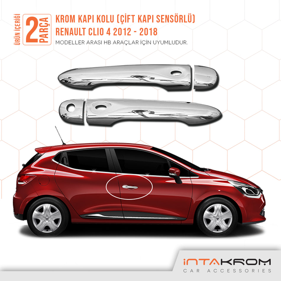 Renault Clio 4 İCON Krom Ön Kapı Kolu 2 Parça 2012 -2018 HB - SW