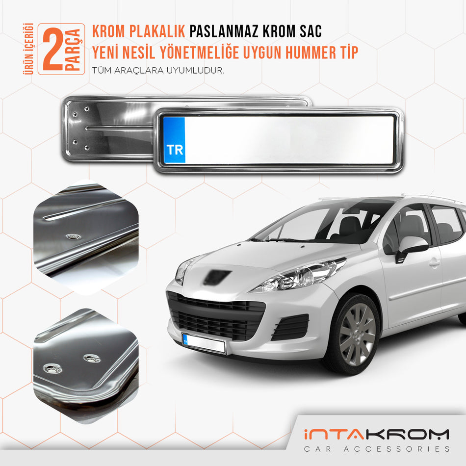 Peugeot 207 Krom Plakalık - Hummer Tip 2 Adet