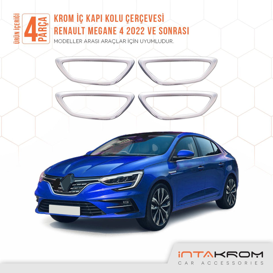 Renault Megane 4 Krom İç Kapı Kolu Çerçevesi 4 Parça 2022 ve Üzeri (YENİ) HB-SD