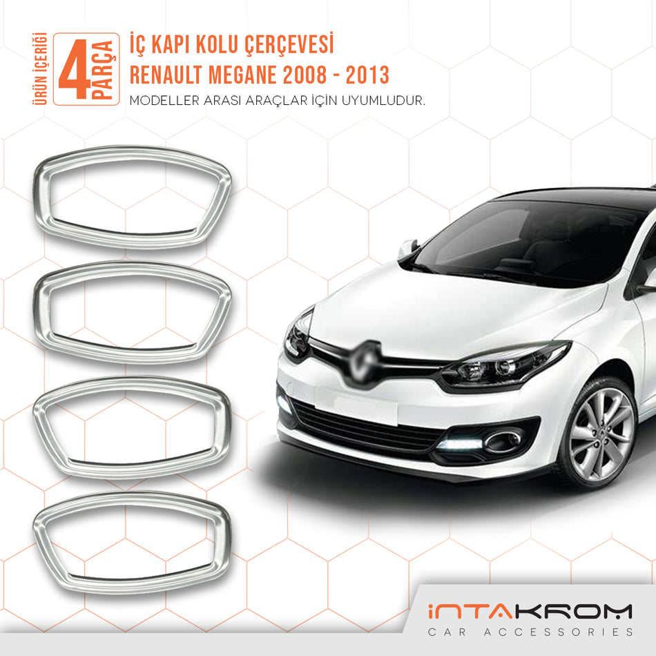 Renault Megane 3 Krom İç Kapı Kolu 2010 ve Üzeri 4 Parça