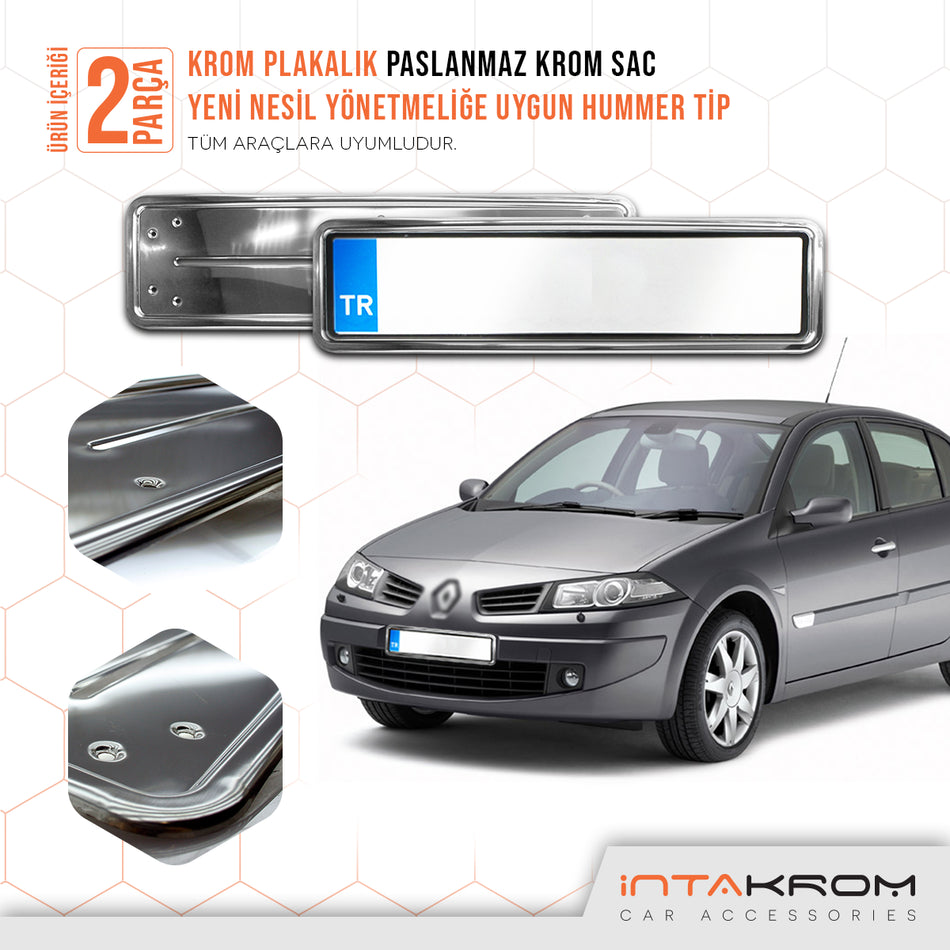 Renault Megane 2 Krom Plakalık - Hummer Tip 2 Adet