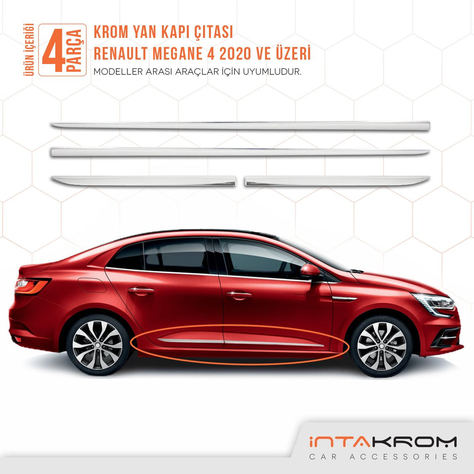 Renault Megane 4 Krom Yan Kapı Çıtası 4 Parça 2020 ve Üzeri
