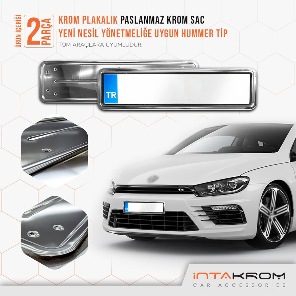 Volkswagen Scirocco Krom Plakalık  2009 -2017  Hummer Tip 2 Adet