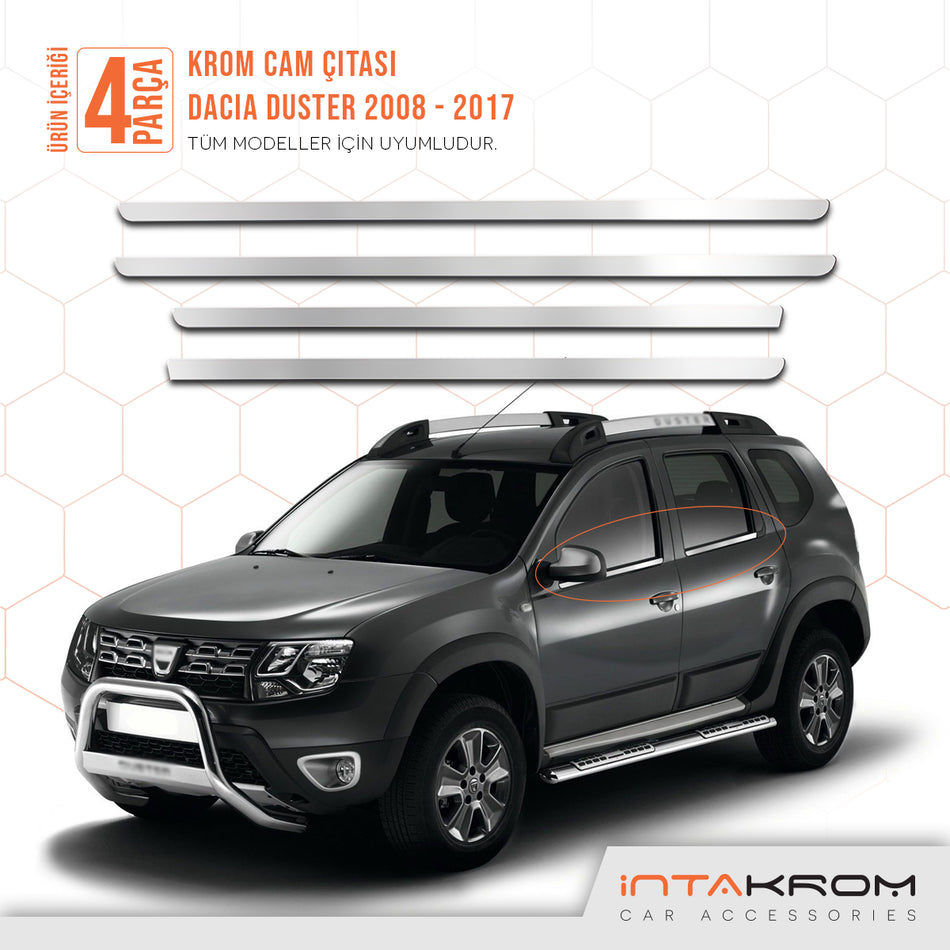 Dacia Duster Krom Cam Çıtası 4 Parça 2008-2017