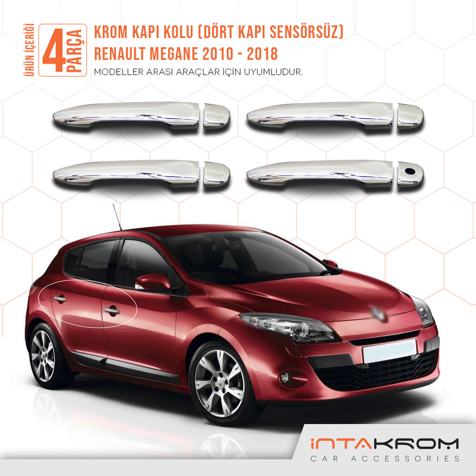 Renault Megane 3 Krom Kapı Kolu 2010 ve Üzeri 4 Kapı - Sensörsüz