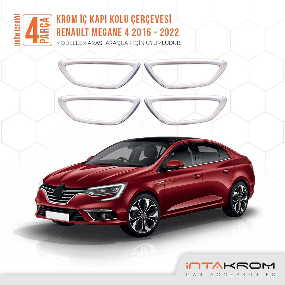 Renault Megane 4 Krom İç Kapı Kolu Çerçevesi 4 Parça 2016 - 2022 ve Üzeri HB-SD