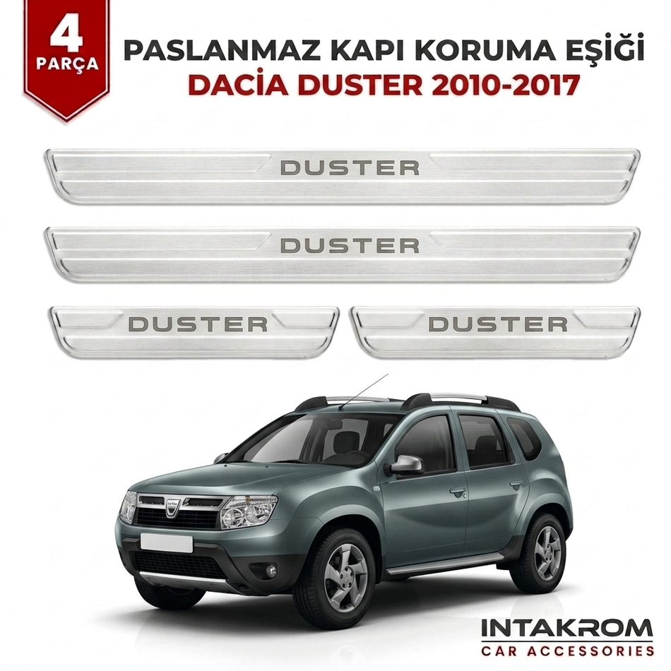 Dacia Duster 2010-2017 Uyumlu Satine Krom Kapı Koruma Eşiği 4 Parça