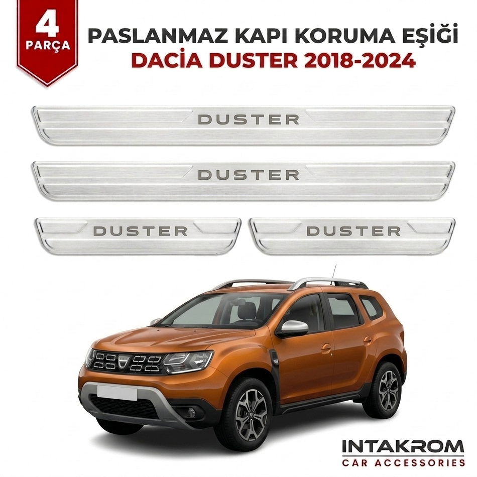 Dacia Duster 2018-2024 Uyumlu Satine Krom Kapı Koruma Eşiği 4 Parça