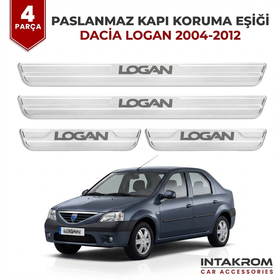 Dacia Logan 2004-2012 uyumlu Satine Krom Kapı Koruma Eşiği 4 Prç (LS)