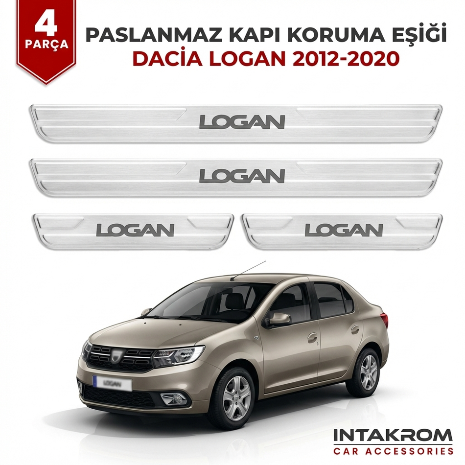 Dacia Logan 2012-2020 uyumlu Satine Krom Kapı Koruma Eşiği 4 Prç (L52)