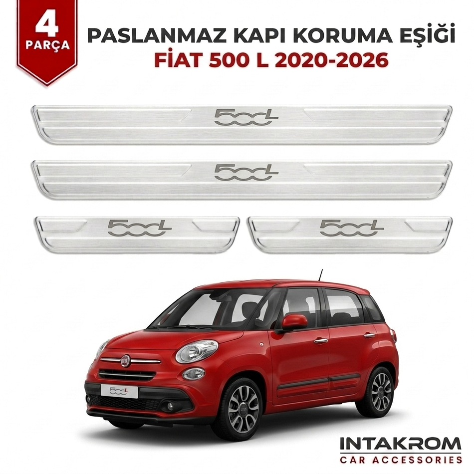 Fiat 500 L 2020-2026 Uyumlu Satine Krom Kapı Koruma Eşiği 4 Parça