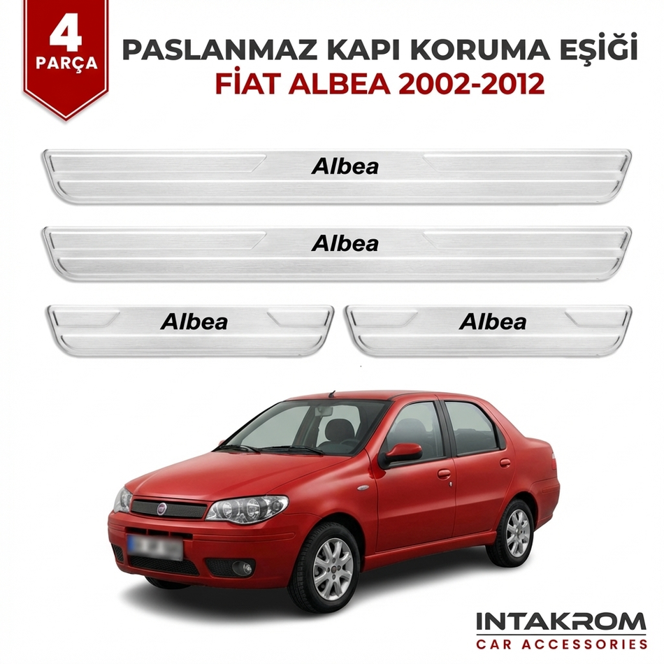 Fiat Albea 2002-2012 uyumlu Satine Krom Kapı Koruma Eşiği 4 Prç (178)