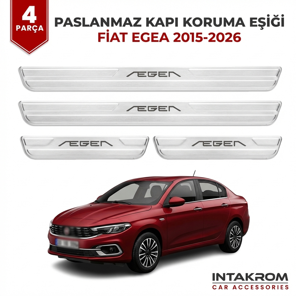 Fiat Egea 2015-2026 uyumlu Satine Krom Kapı Koruma Eşiği 4 Prç (Tipo 356)
