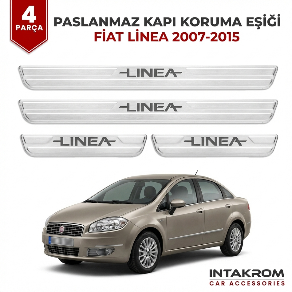 Fiat Linea 2007-2015 uyumlu Satine Krom Kapı Koruma Eşiği 4 Prç (323)