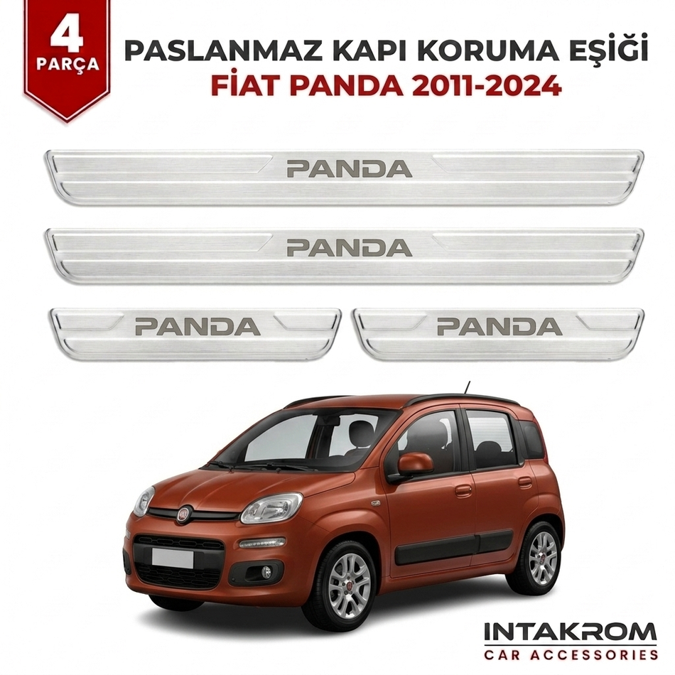 Fiat Panda 2011-2024 Uyumlu Satine Krom Kapı Koruma Eşiği 4 Parça