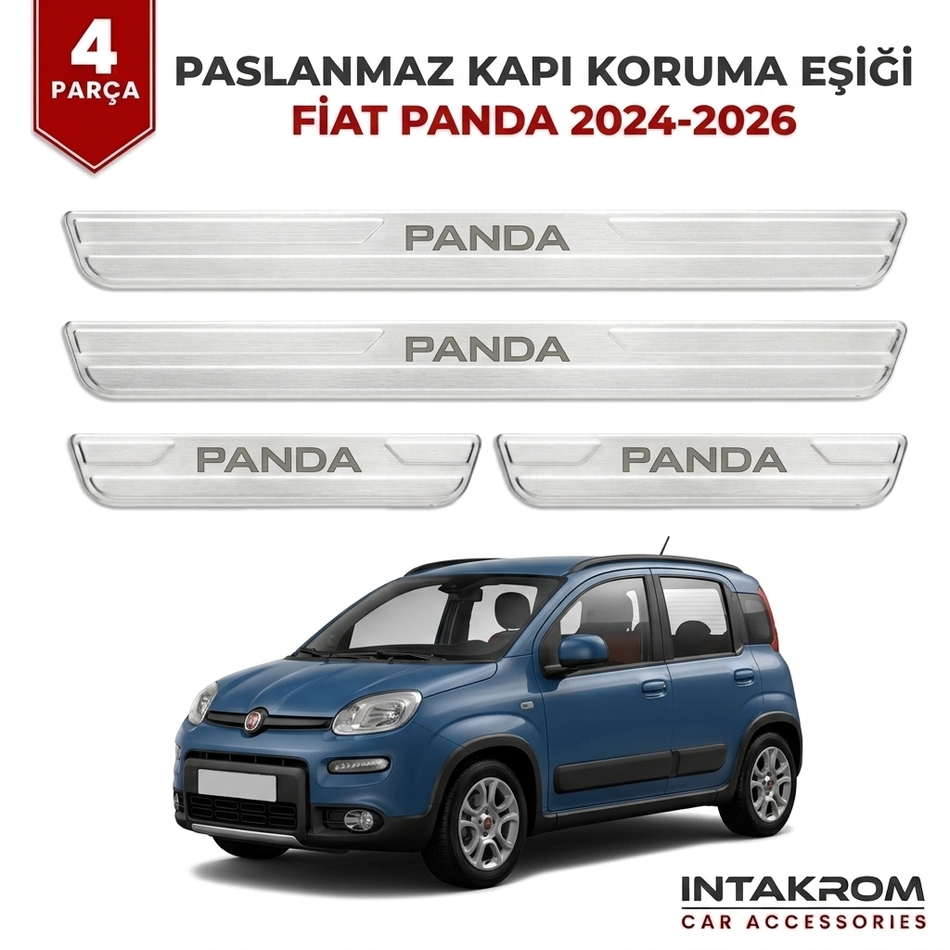 Fiat Panda 2024-2026 Uyumlu Satine Krom Kapı Koruma Eşiği 4 Parça