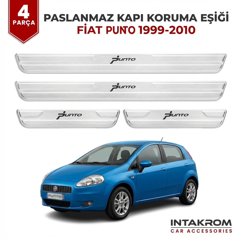 Fiat Punto 1999-2010 uyumlu Satine Krom Kapı Koruma Eşiği 4 Prç (188)