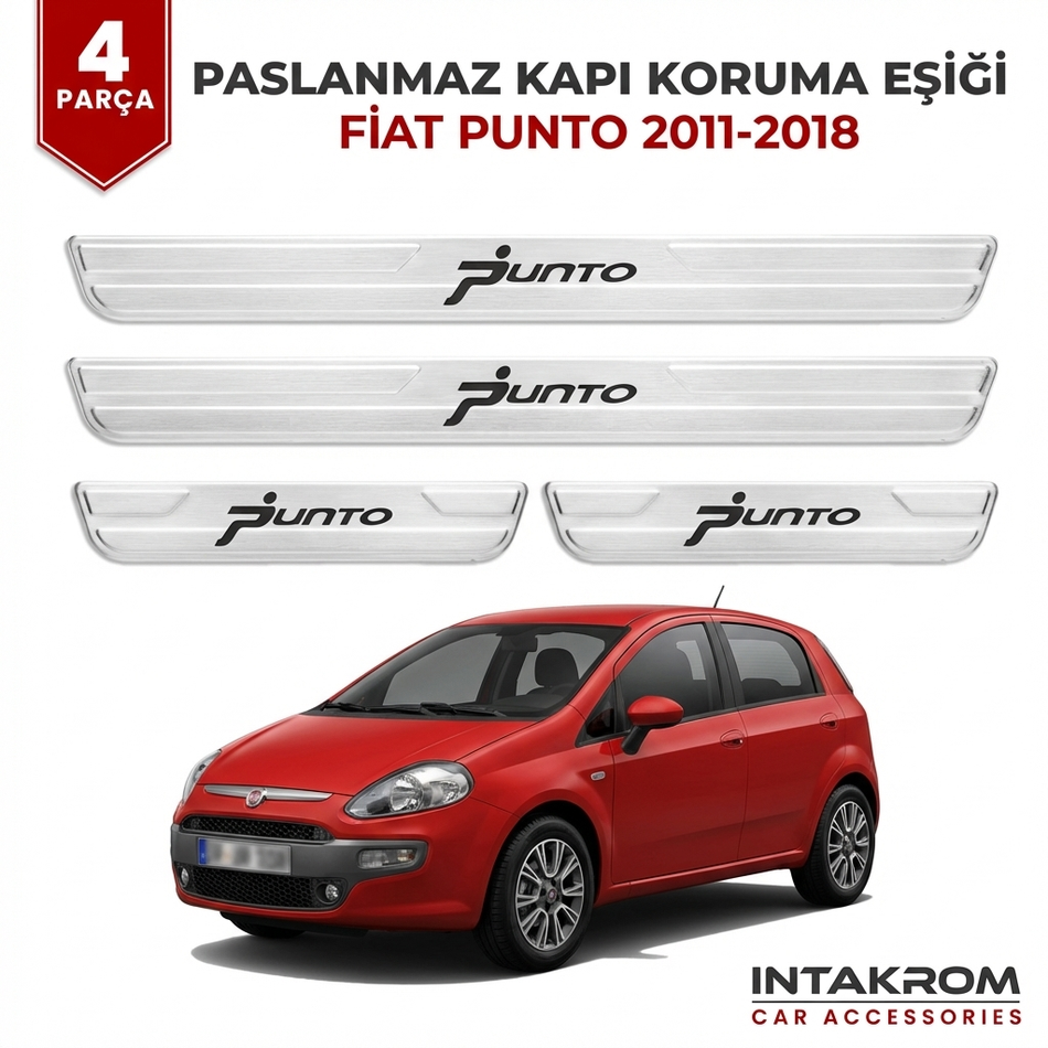 Fiat Punto 2011-2018 uyumlu Satine Krom Kapı Koruma Eşiği 4 Prç (199)