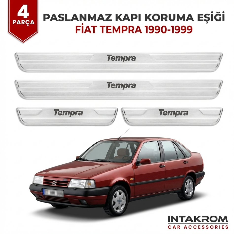 Fiat Tempra 1990-1999 uyumlu Satine Krom Kapı Koruma Eşiği 4 Prç (159)