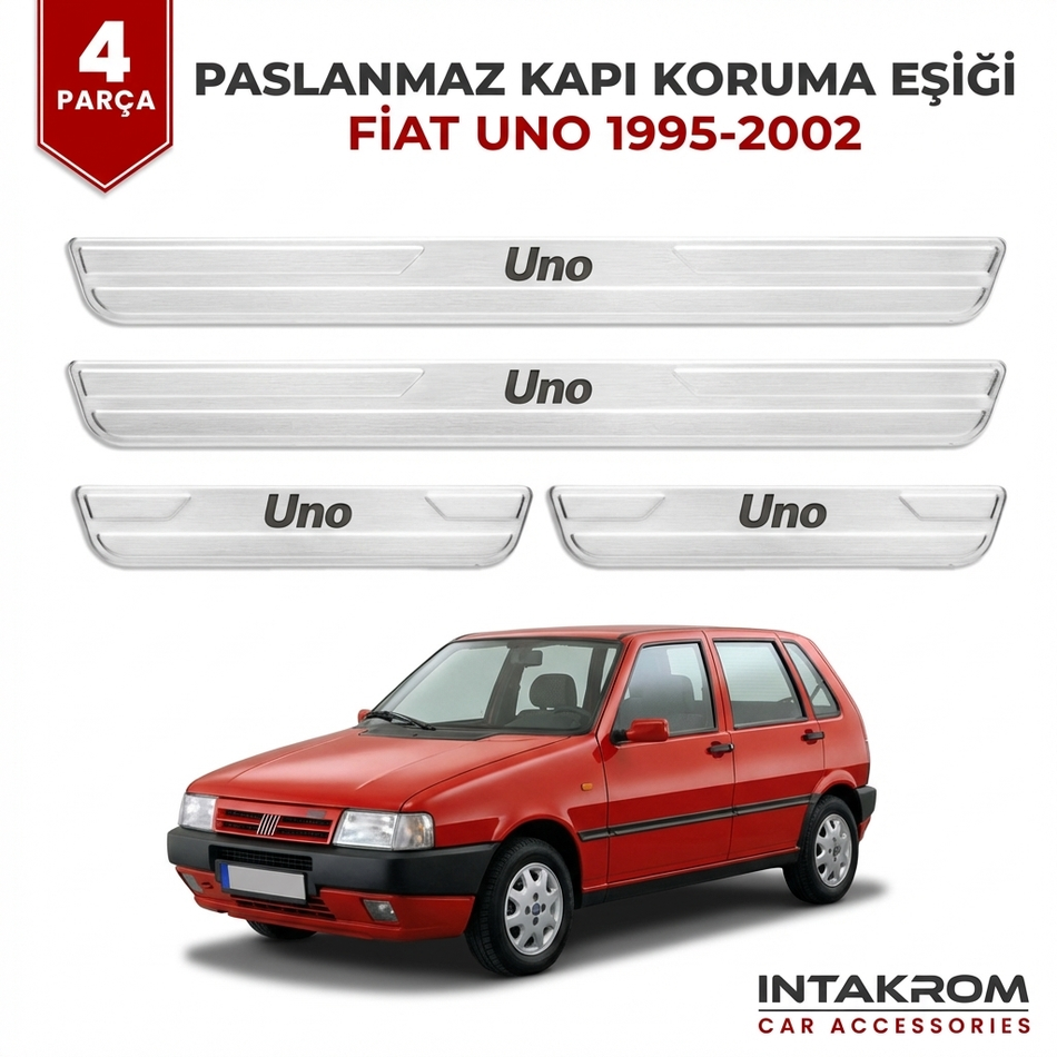 Fiat Uno 1995-2002 uyumlu Satine Krom Kapı Koruma Eşiği 4 Prç (146)