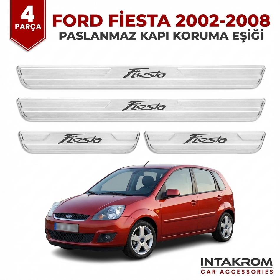 Ford Fiesta 2002-2008 uyumlu Satine Krom Kapı Koruma Eşiği 4 Prç (Mk5)