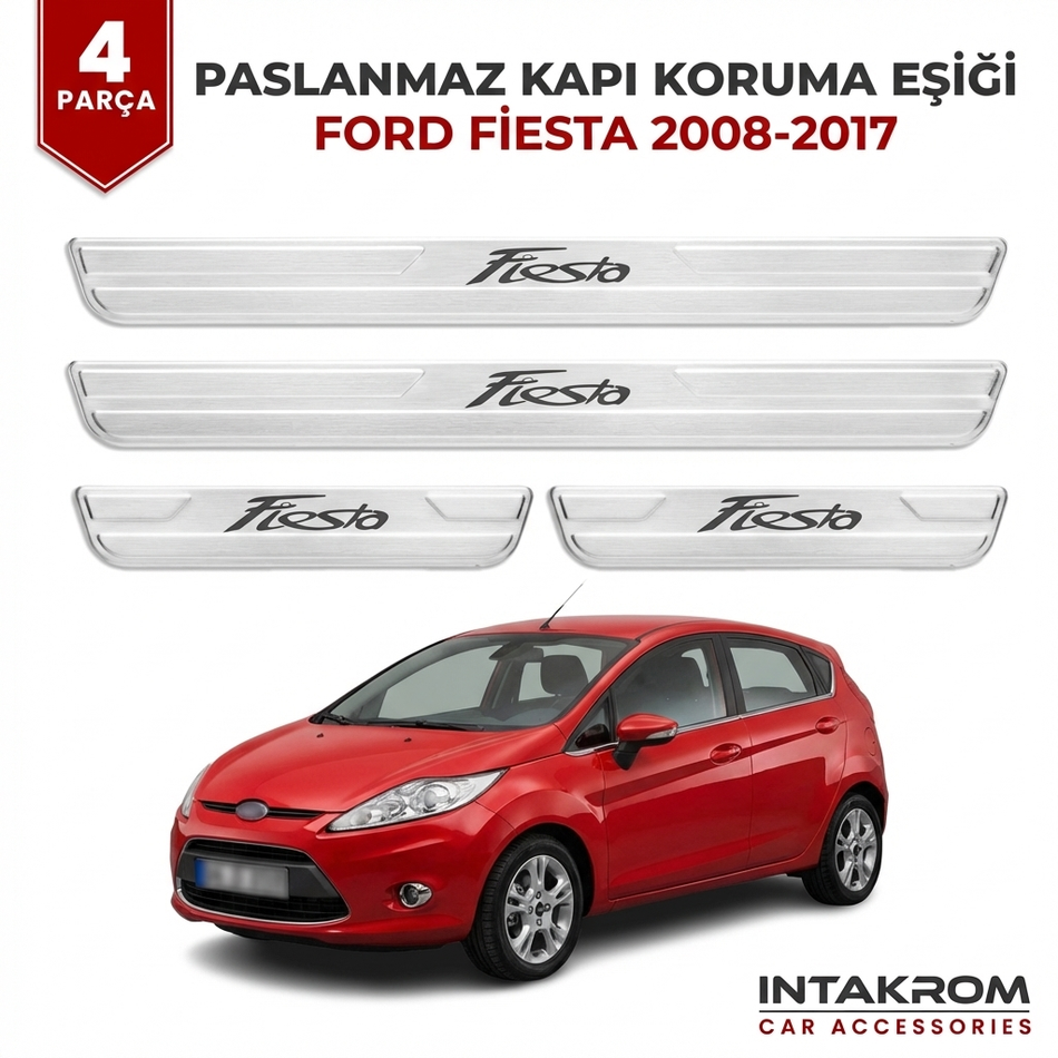 Ford Fiesta 2008-2017 uyumlu Satine Krom Kapı Koruma Eşiği 4 Prç (Mk6)