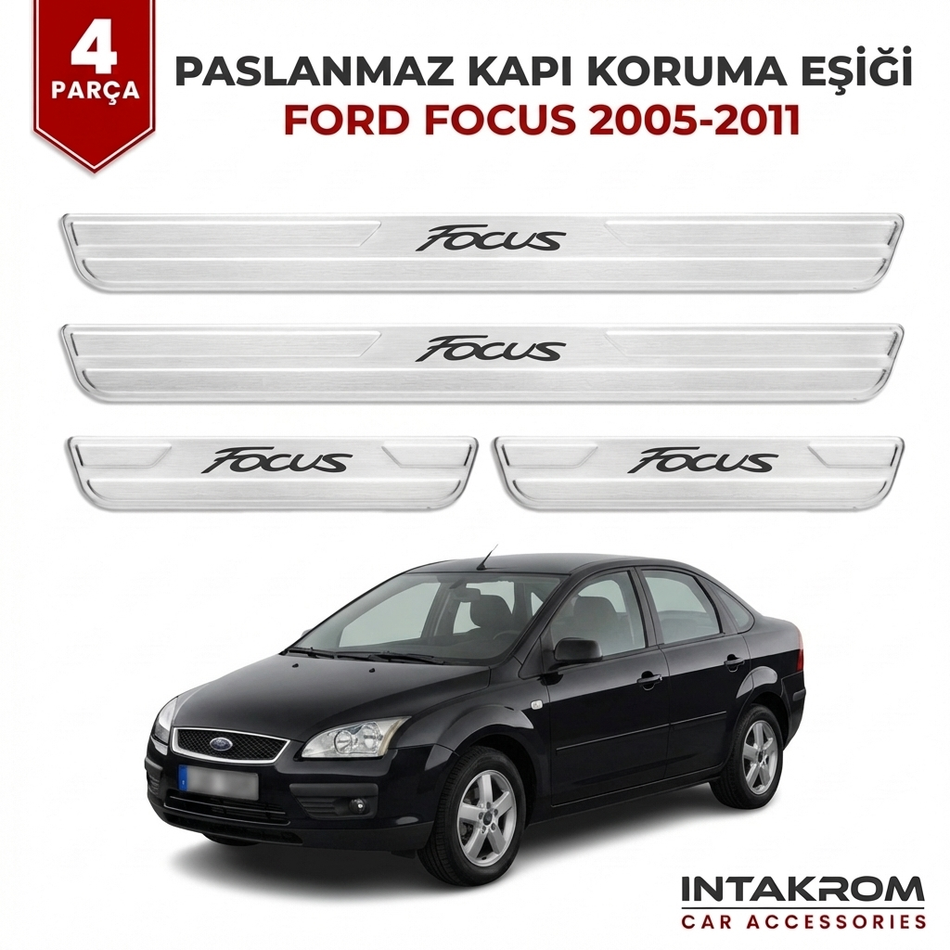 Ford Focus 2005-2011 uyumlu Satine Krom Kapı Koruma Eşiği 4 Prç (C307)