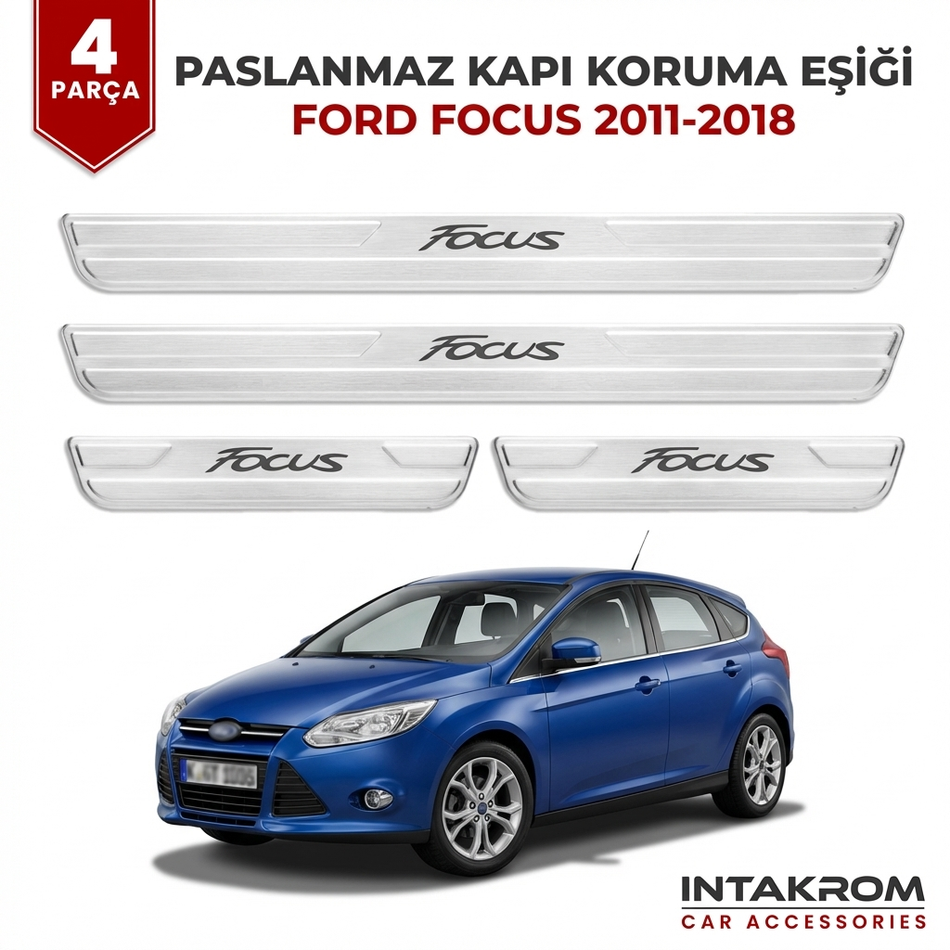 Ford Focus 2011-2018 uyumlu Satine Krom Kapı Koruma Eşiği 4 Prç (C346)