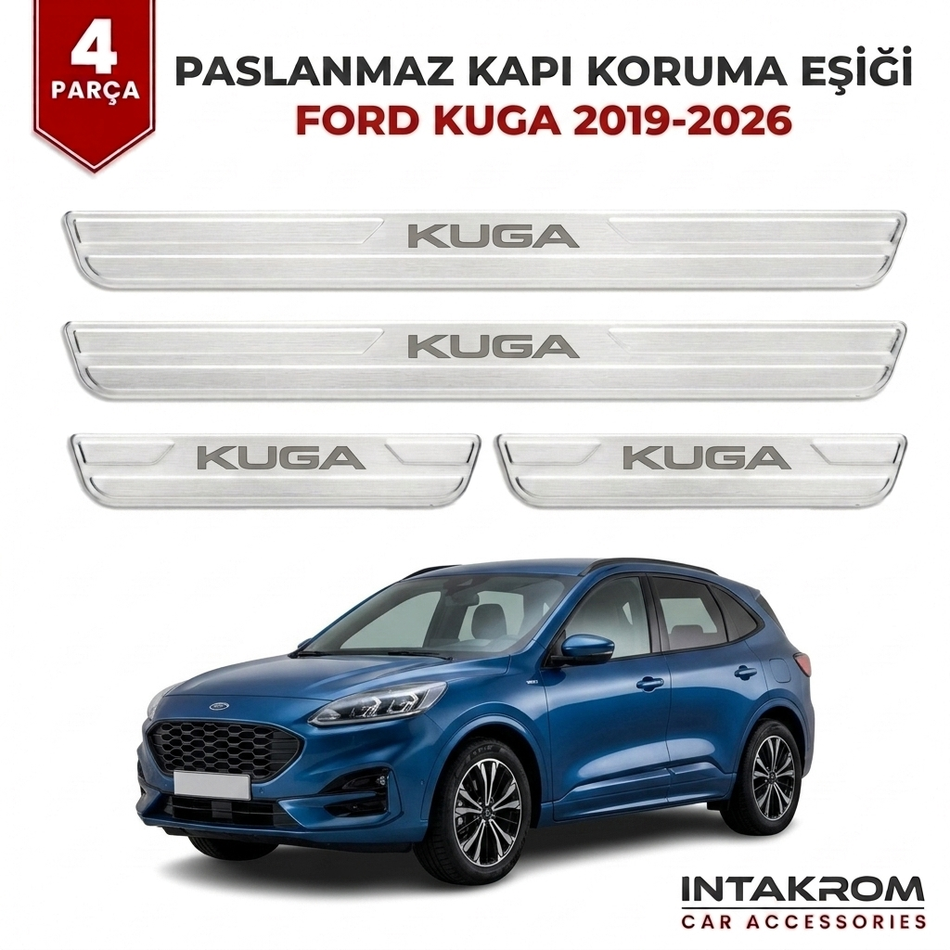 Ford Kuga 2019-2026 Uyumlu Satine Krom Kapı Koruma Eşiği 4 Parça
