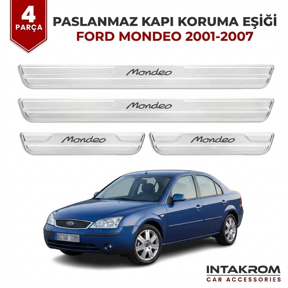 Ford Mondeo 2001-2007 uyumlu Satine Krom Kapı Koruma Eşiği 4 Prç (Mk3)