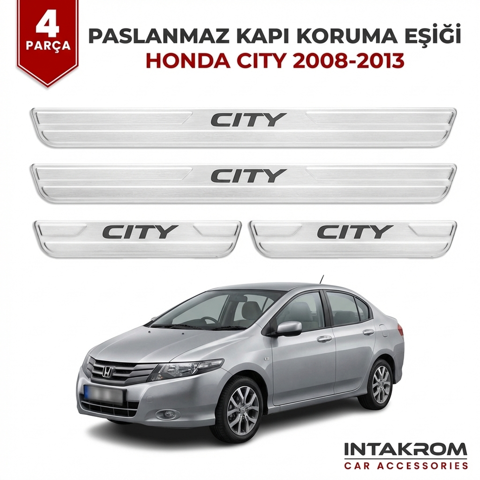 Honda Cıty 2008-2013 uyumlu Satine Krom Kapı Koruma Eşiği 4 Prç (GM2)