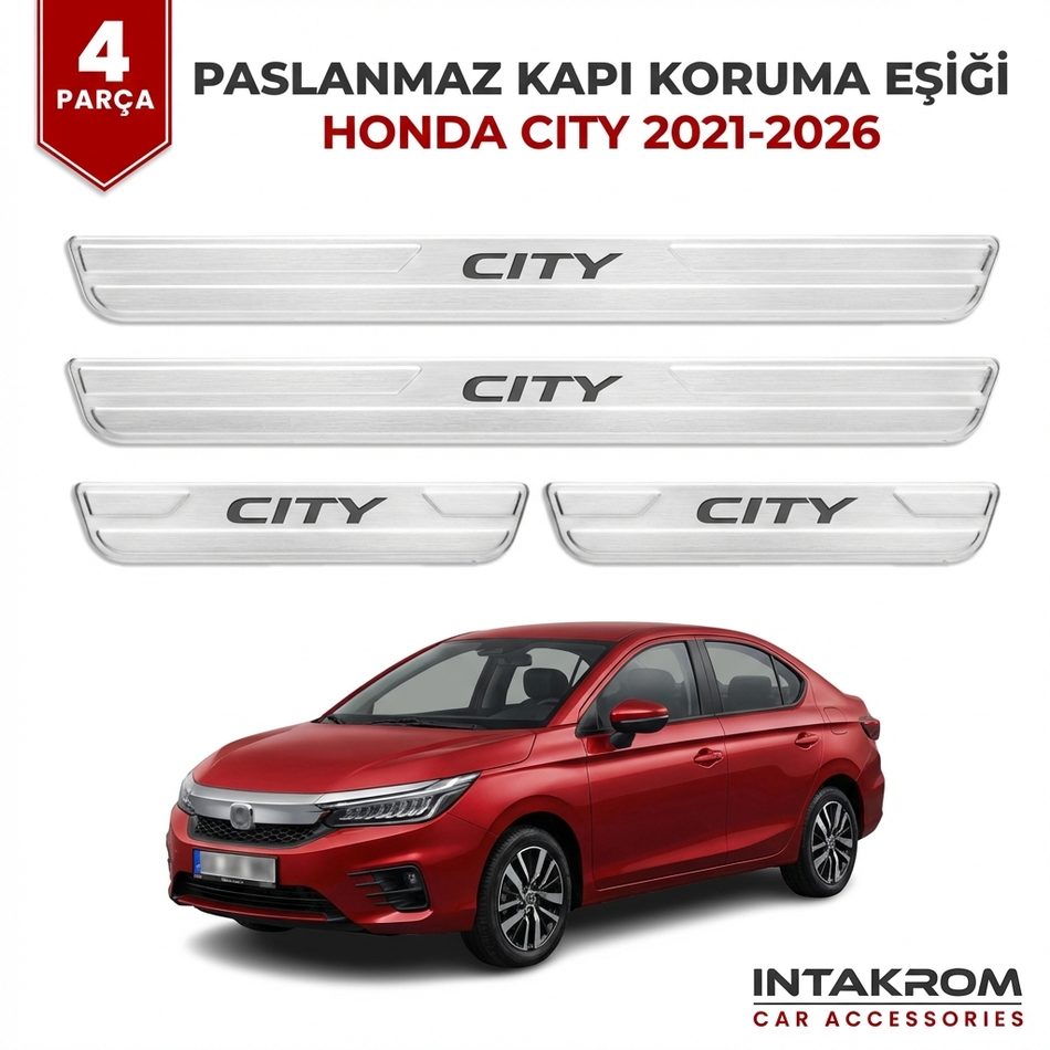 Honda Cıty 2021-2026 uyumlu Satine Krom Kapı Koruma Eşiği 4 Prç (GN)