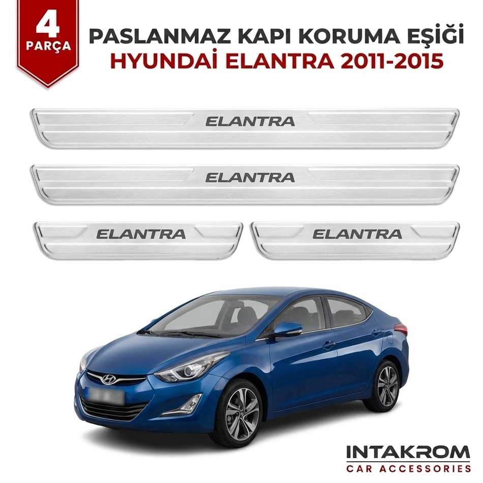 Hyundai Elentra 2011-2015 Uyumlu Satine Krom Kapı Koruma Eşiği 4 Parça