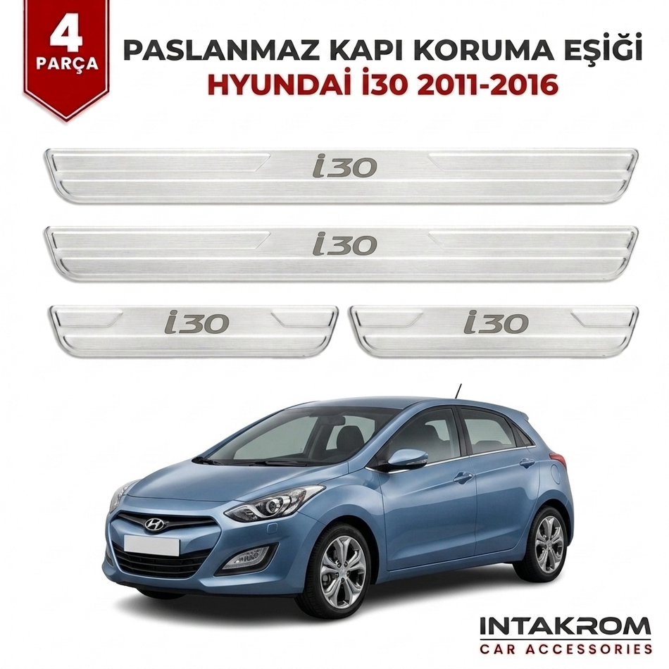 Hyundai İ30 2011-2016 Uyumlu Satine Krom Kapı Koruma Eşiği 4 Parça