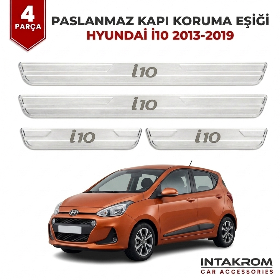 Hyundai I10 2013-2019 Uyumlu Satine Krom Kapı Koruma Eşiği 4 Parça
