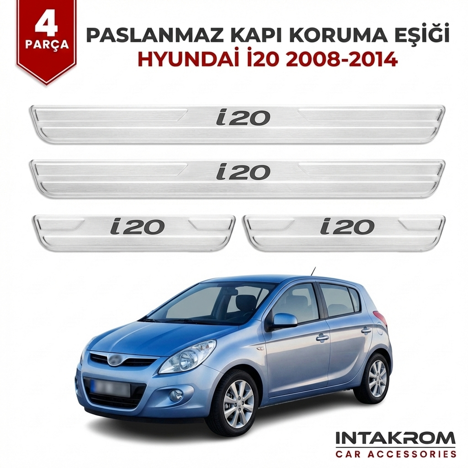 Hyundai I20 2008-2014 Uyumlu Satine Krom Kapı Koruma Eşiği 4 Parça
