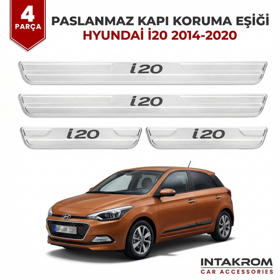 Hyundai I20 2014-2020 Uyumlu Satine Krom Kapı Koruma Eşiği 4 Parça