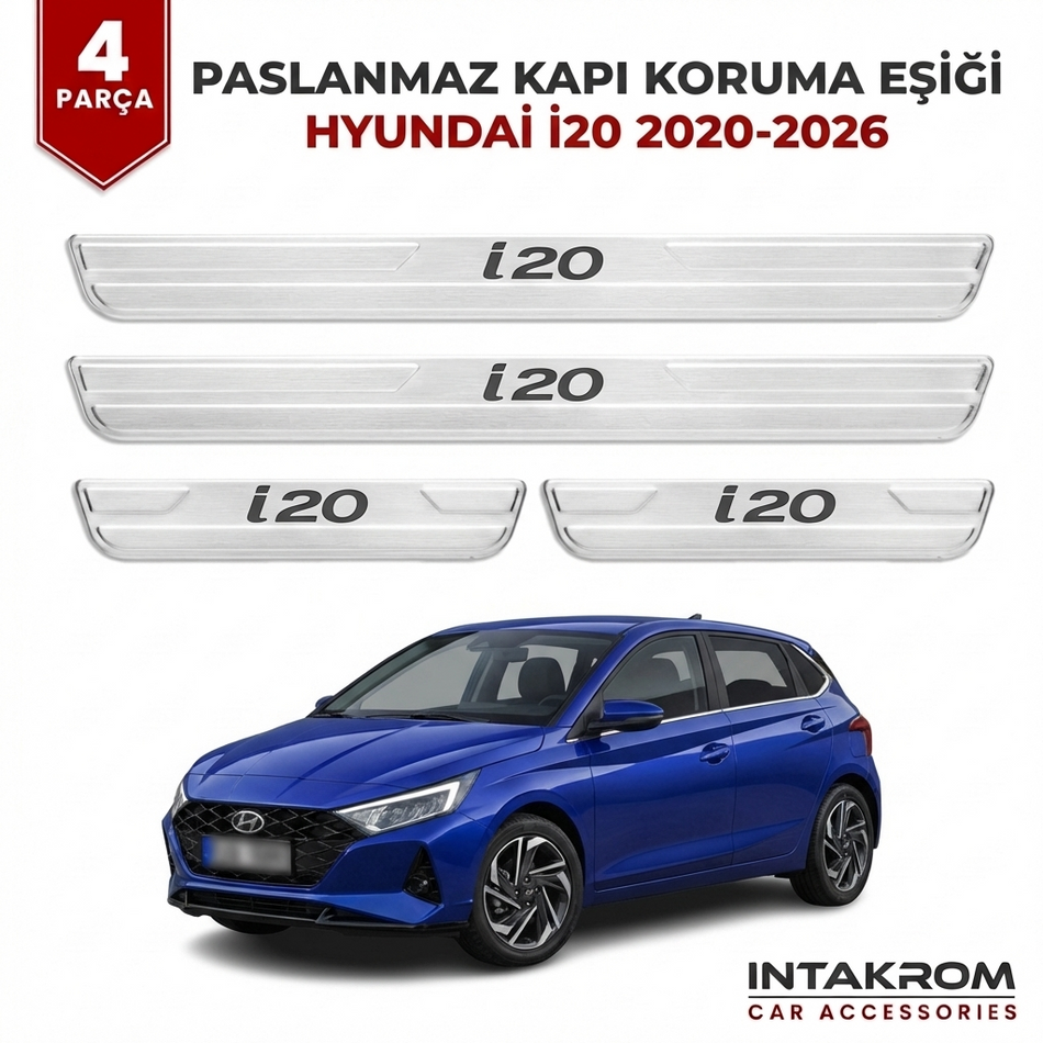Hyundai I20 2020-2026 Uyumlu Satine Krom Kapı Koruma Eşiği 4 Parça