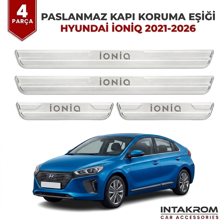 Hyundai Ioniq 2021-2026 Uyumlu Satine Krom Kapı Koruma Eşiği 4 Parça