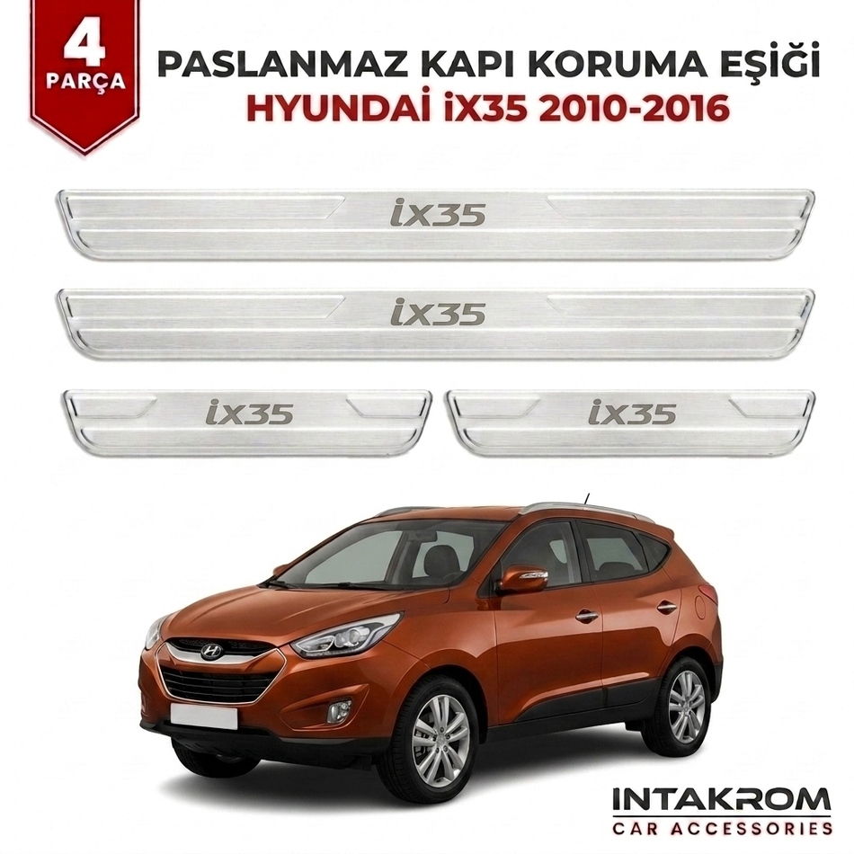 Hyundai ix35 2010-2016 Uyumlu Satine Krom Kapı Koruma Eşiği 4 Parça