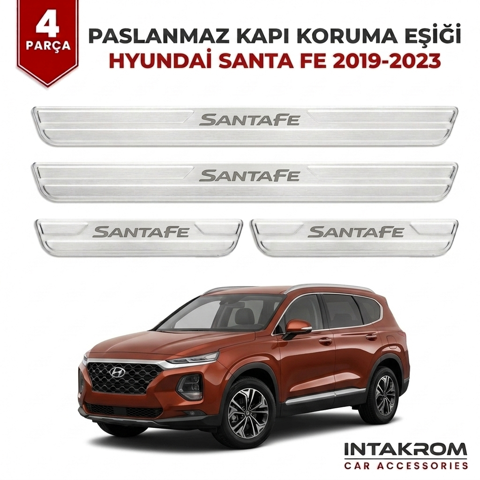 Hyundai Santa -Fe 2019-2023 Uyumlu Satine Krom Kapı Koruma Eşiği 4 Parça