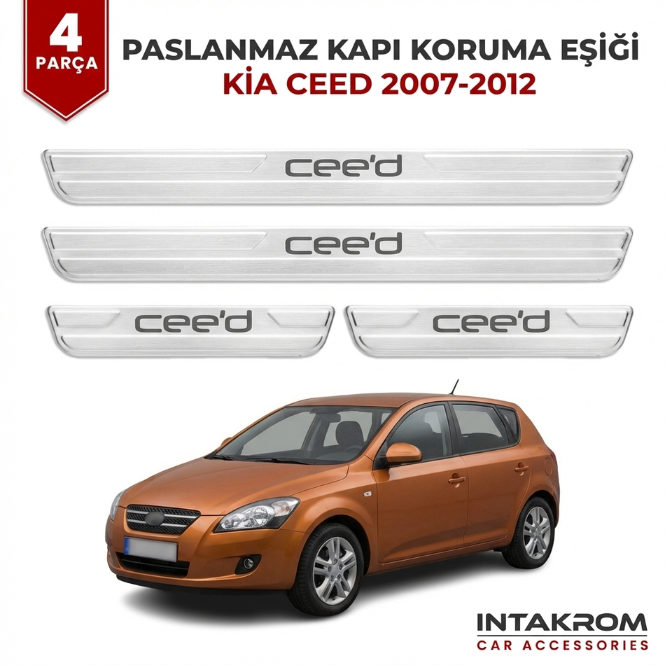 Kia Ceed 2007-2012 Uyumlu Satine Krom Kapı Koruma Eşiği 4 Parça