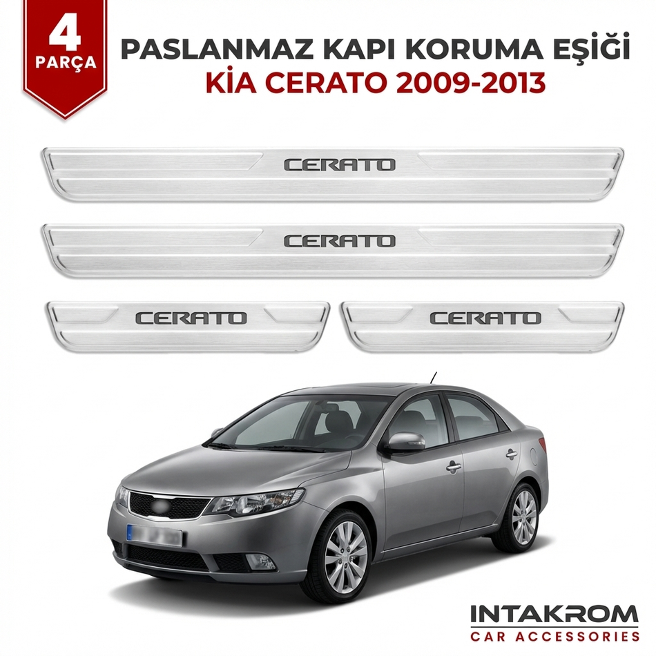 Kia Cerato 2009-2013 Uyumlu Satine Krom Kapı Koruma Eşiği 4 Parça