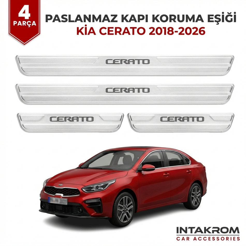Kia Cerato 2018-2026 Uyumlu Satine Krom Kapı Koruma Eşiği 4 Parça