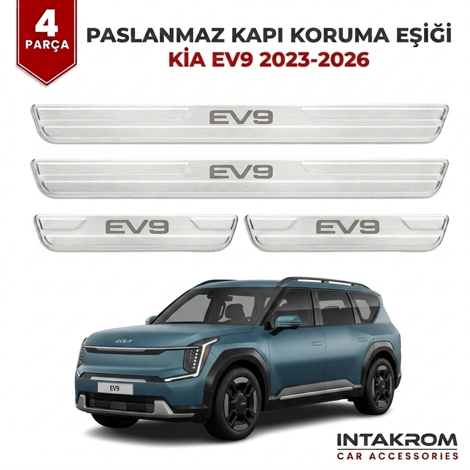 Kia EV - 9 2023-2026 Uyumlu Satine Krom Kapı Koruma Eşiği 4 Parça
