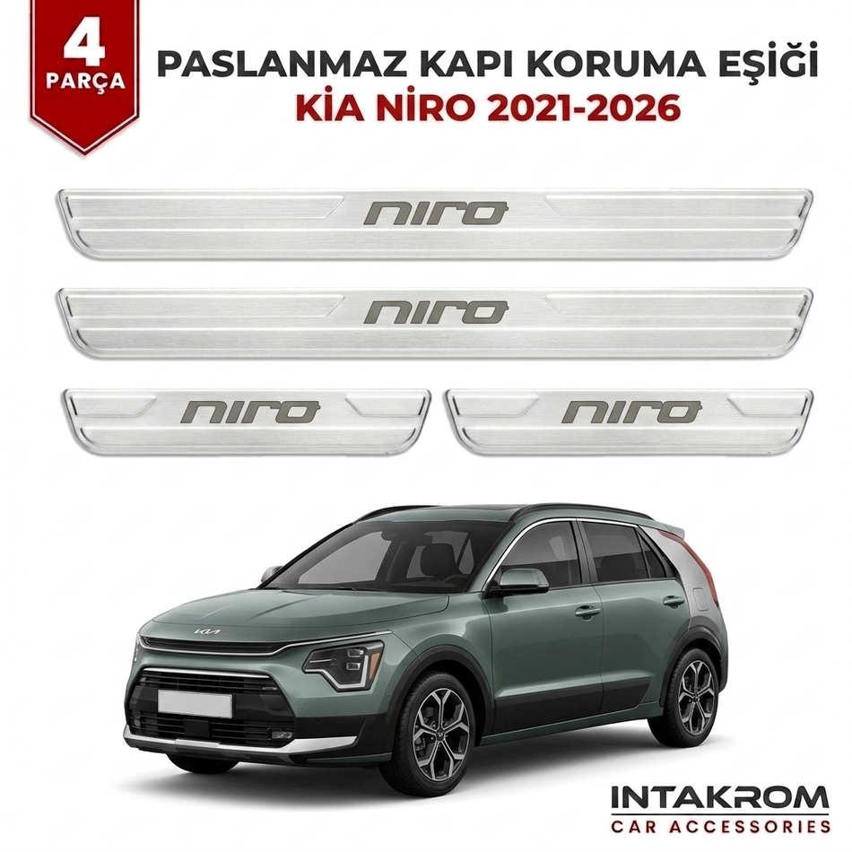 Kia Niro 2021-2026 Uyumlu Satine Krom Kapı Koruma Eşiği 4 Parça