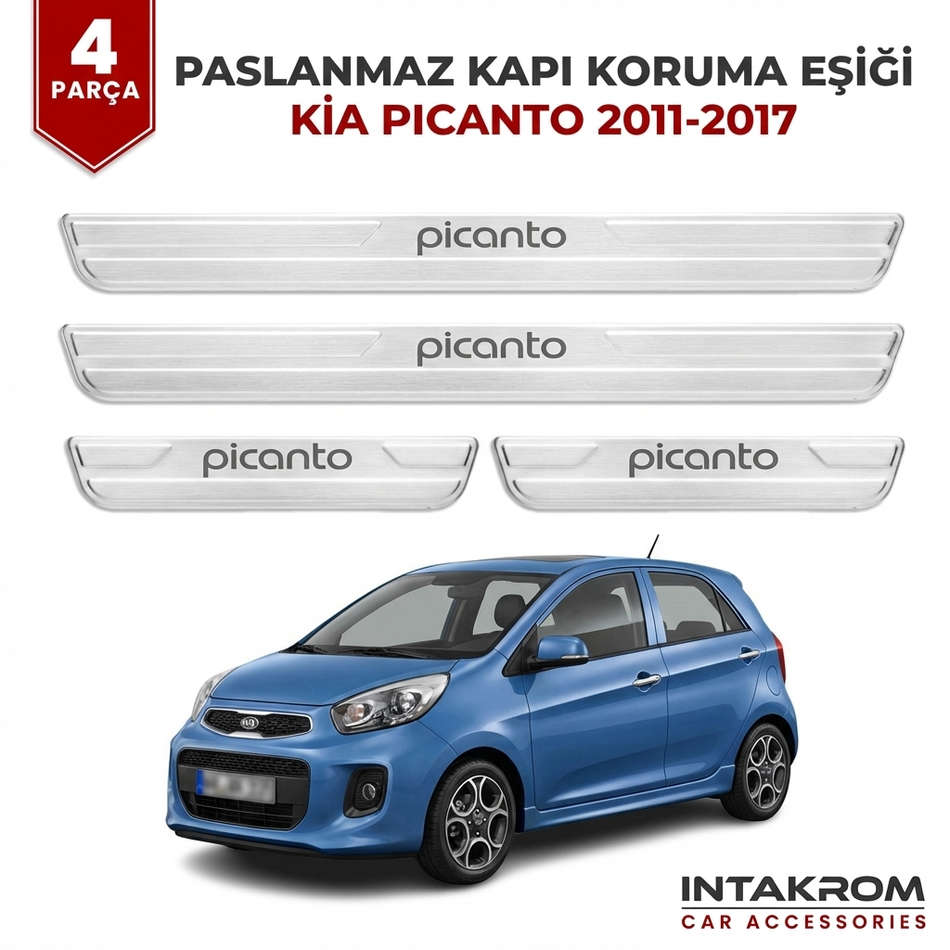 Kia Picanto 2011-2017 Uyumlu Satine Krom Kapı Koruma Eşiği 4 Parça
